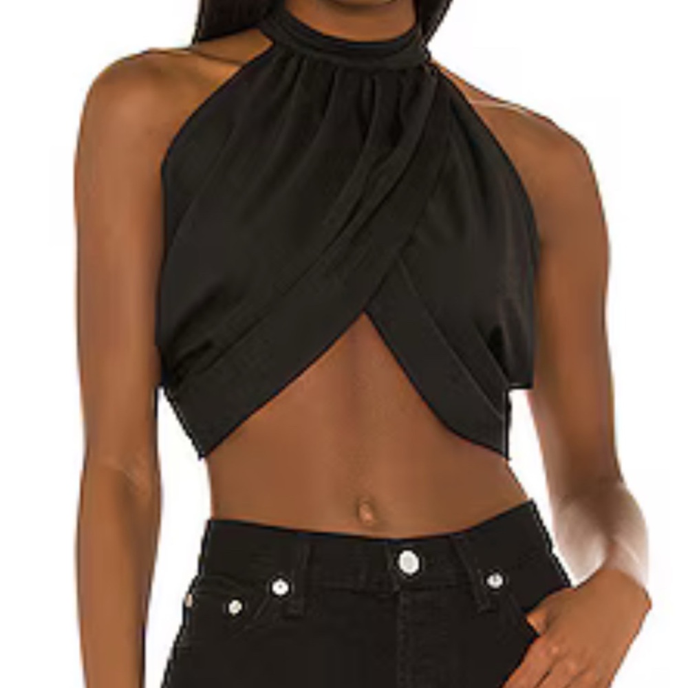 Superdown Black Halter Top with Open Back size Medium